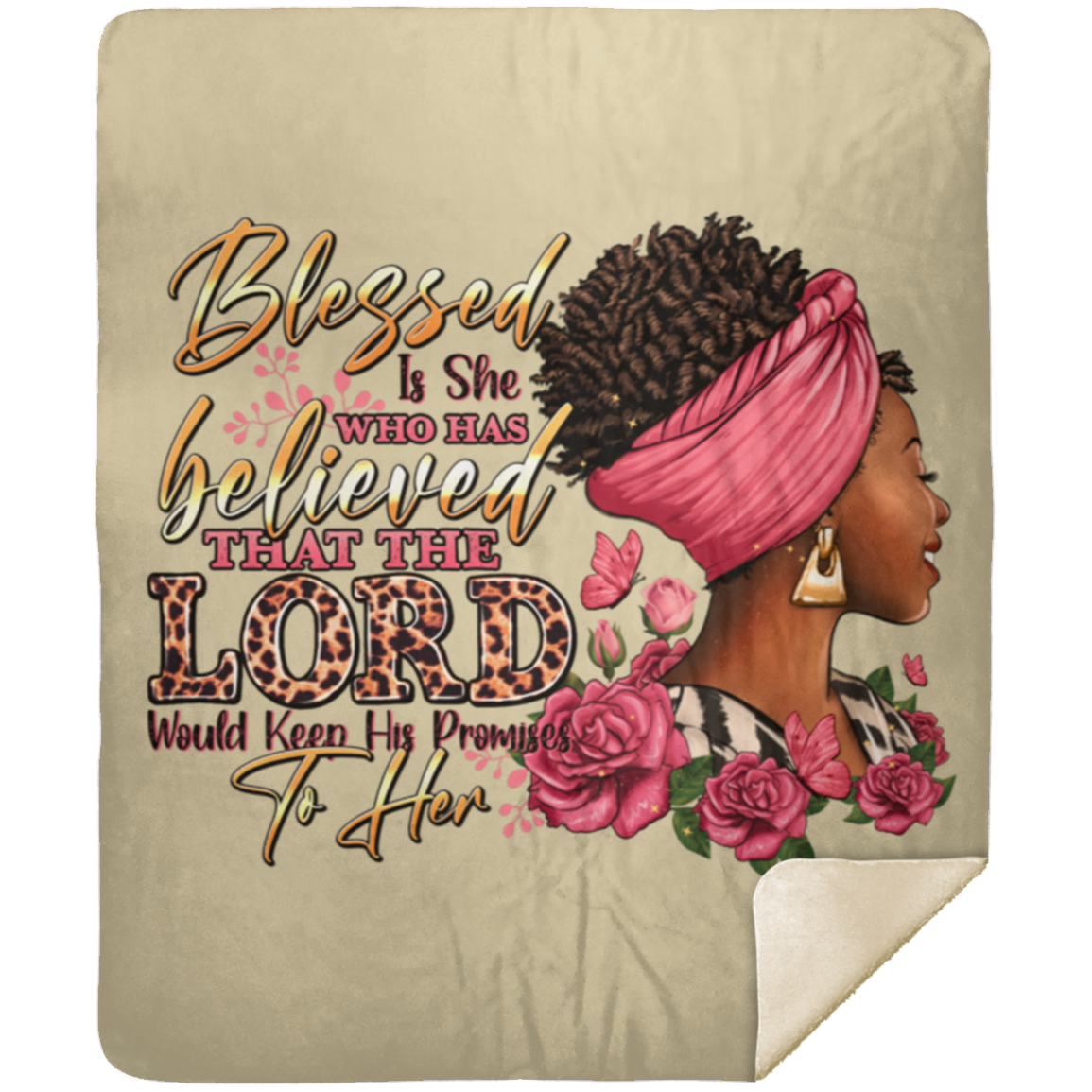 Blessed Is She Who Has Believed | Prayer Blanket | Premium Mink Sherpa Blanket 50x60