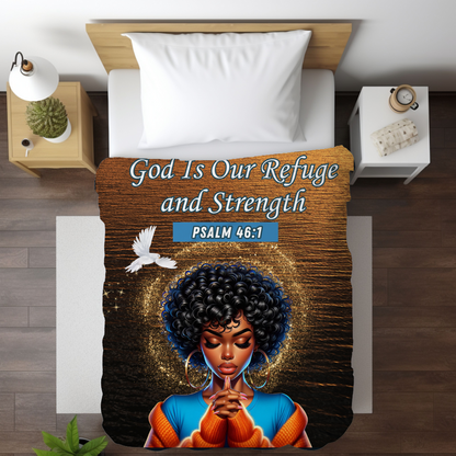 God Is Our Refuge | Prayer Blanket | Premium Mink Sherpa Blanket 50x60