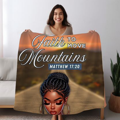 Faith To Move Mountains |Prayer Blanket | Premium Mink Sherpa Blanket 50x60