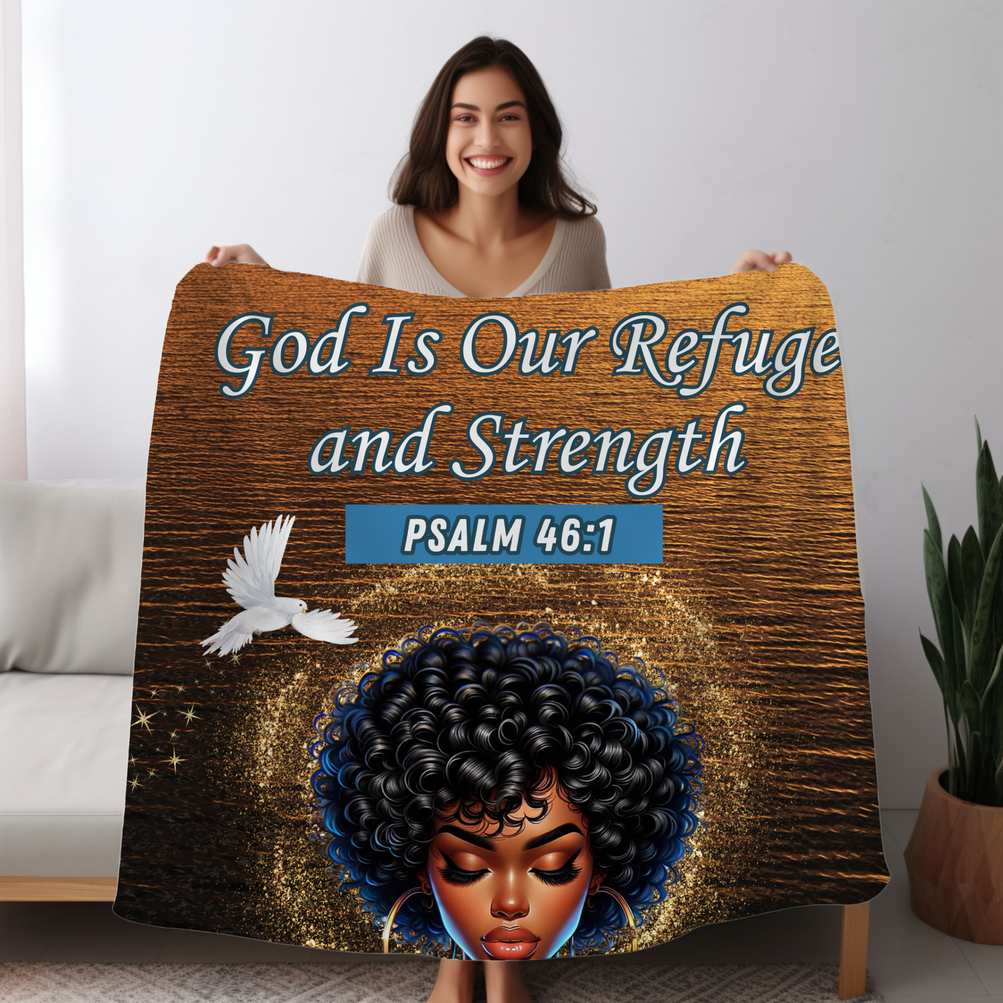 God Is Our Refuge | Prayer Blanket | Premium Mink Sherpa Blanket 50x60